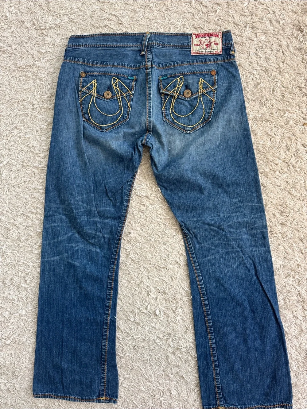 Vintage True Religion Men's Ricky Giant Big T Jeans w/Signature Back Pocket
